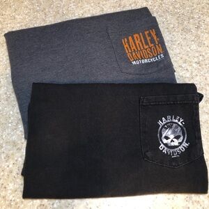 2 Pack Men’s Harley-Davidson Gray and Black Short Sleeve Pocket T-Shirts XXL